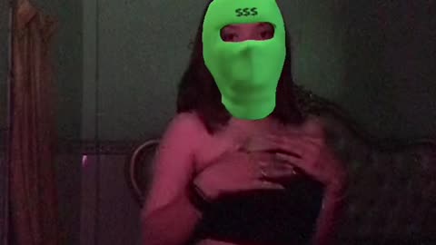 Hot asian girl dance with blue mask