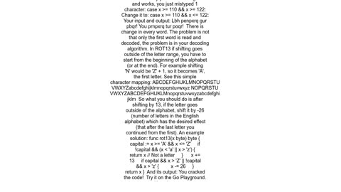 Tour of Go exercise 23 rot13Reader