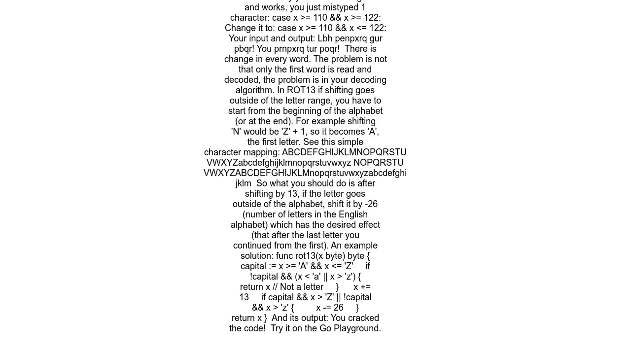 Tour of Go exercise 23 rot13Reader