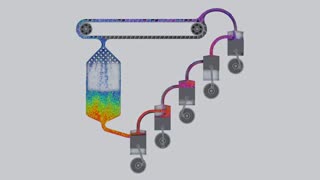 Particle fluid. Pistons. Simulation