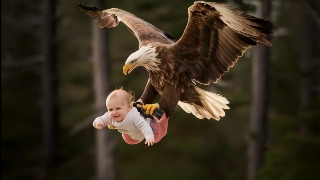 BRAVE EAGLE RESCUES BABY FROM WILD FIRE