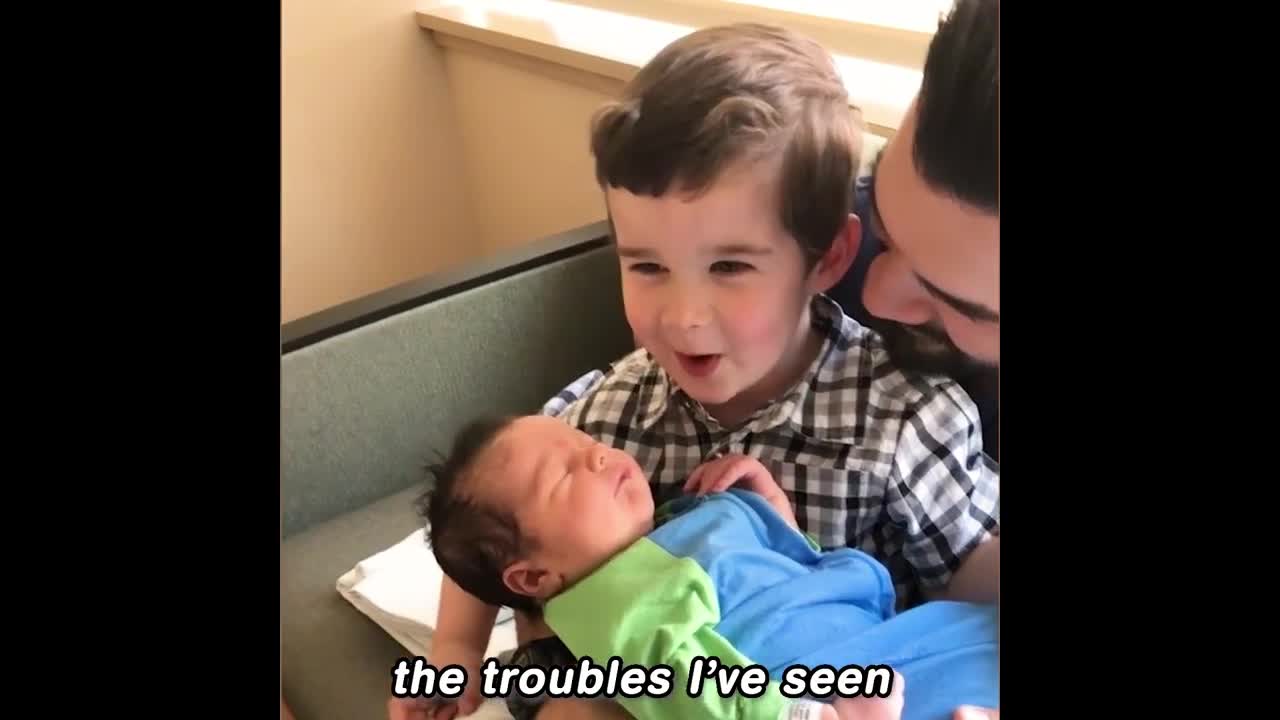 Happy time with the big baby and the little baby