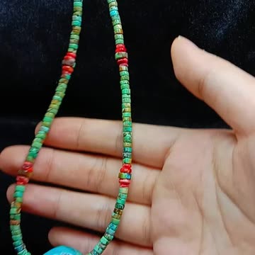 Natural turquoise and spiny oyster necklace turquoise jewelry for women 20240109-04-08