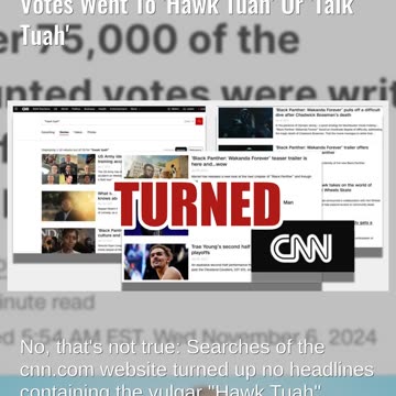 Fact Check: CNN Did NOT Publish Article On 75,000 Write-In Votes Going To 'Hawk Tuah' Or 'Talk Tuah'