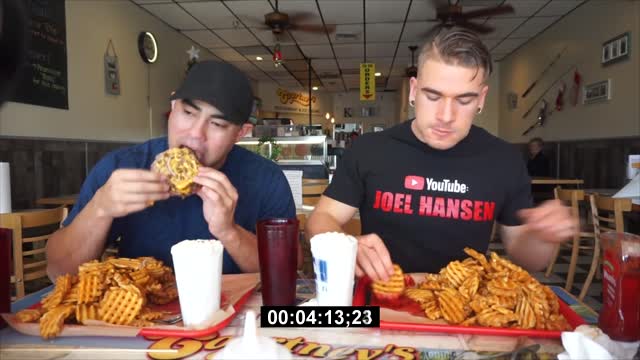 HUGE BURGER & MASSIVE BUCKET OF WAFFLE FRIES CHALLENGE | With Nathan Figueroa | Florida