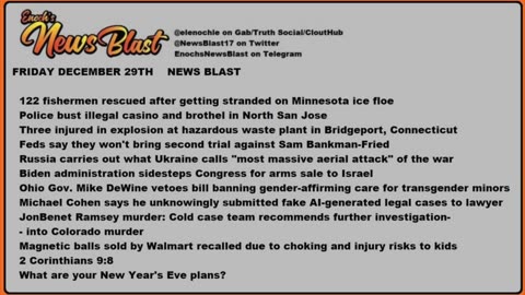 Friday, December 29, 2023 News Blast.