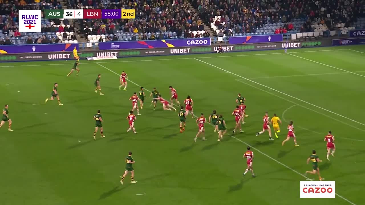 Australia and Lebanon battle for a spot in the men's semi finals | RLWC2021 Cazoo Match Highlights