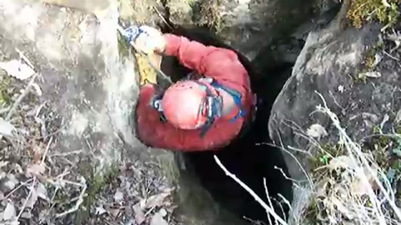 Caver Ascends Pitt