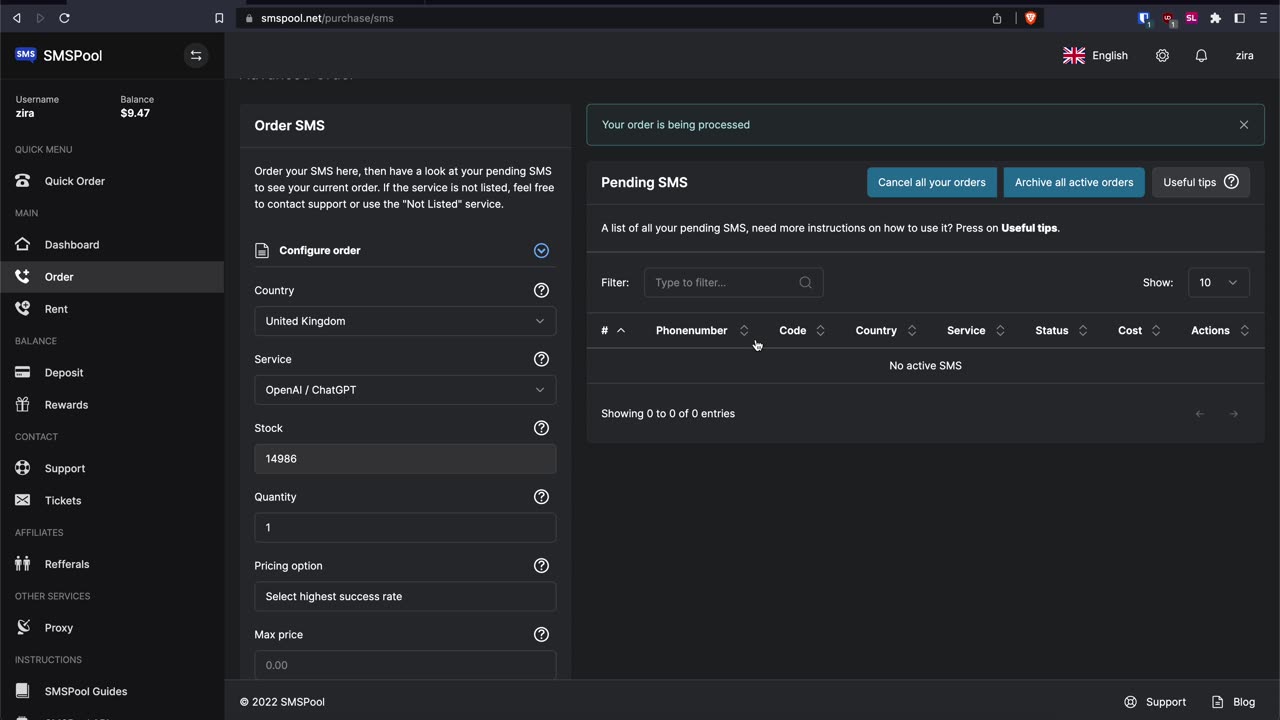 How to use the resend SMS option on SMSPool