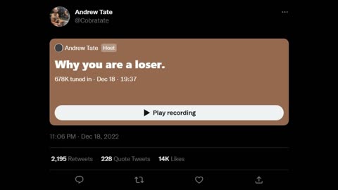 Why You Are a Loser - Andrew Tate (Twitter Space)