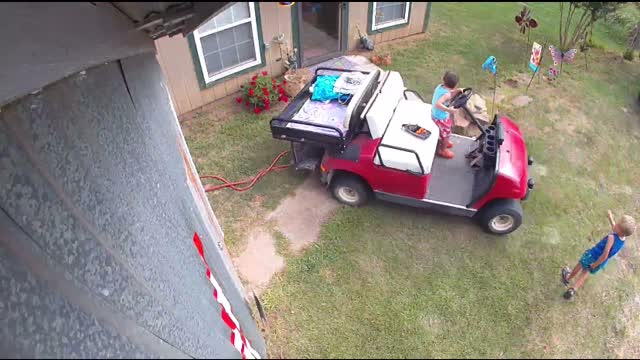 Kiddo Hits Parking Break Rolling Cart into House Window