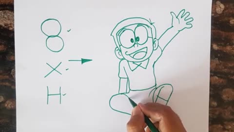 8XH turns into Doraemon Nobita Drawing // Easy drawing // Kids colouring page