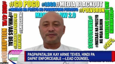 Pagpapatalsik kay Arnie Teves, hindi pa dapat enforceable —Lead counsel