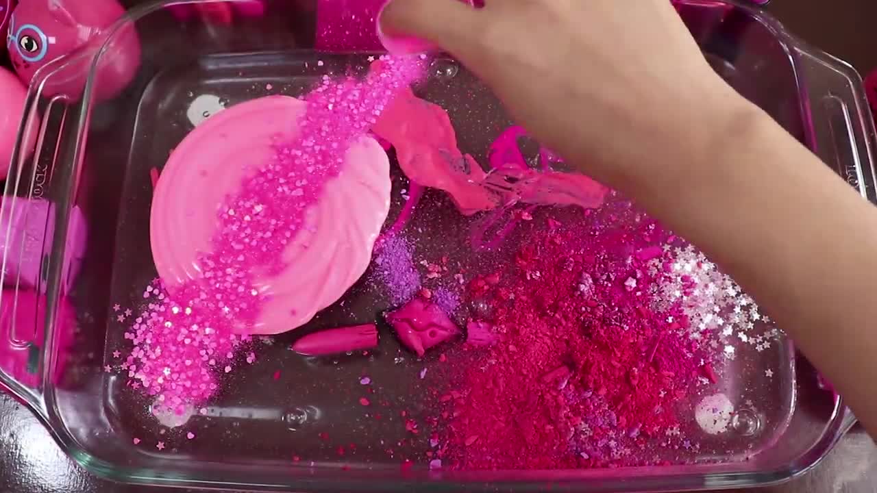 "Big Mega PINK!"Mixing "Neon Pink"Makeup,More Stuff Into slime!Most Satisfying Slime Video.