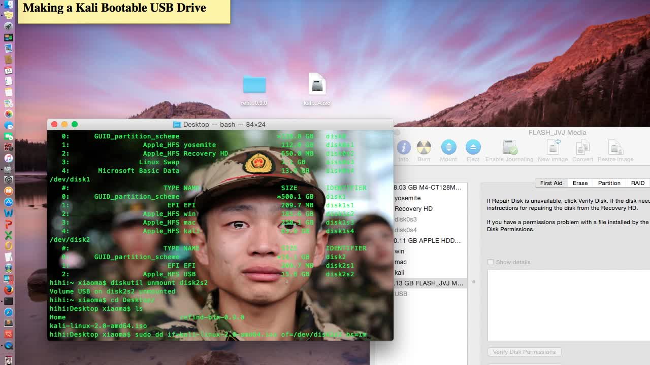 Make a bootable Kali linux 2.0 (sana) on Mac