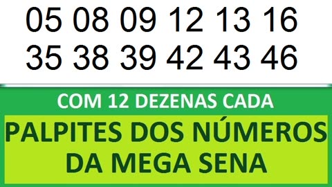 PALPITES DOS NÚMEROS DA MEGA SENA COM 12 DEZENAS gm gn go gp gq gr gs gt gu gv gw gx