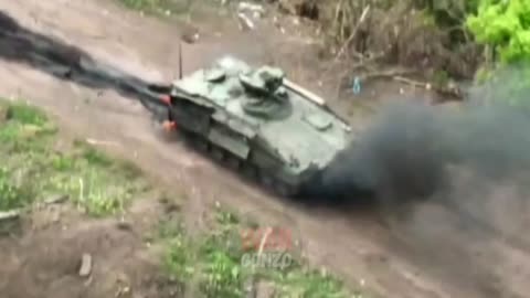 Russian Drone Operators Burn a Ukrainian Marder IFV