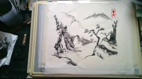 Japanese Sumi-e Landscape