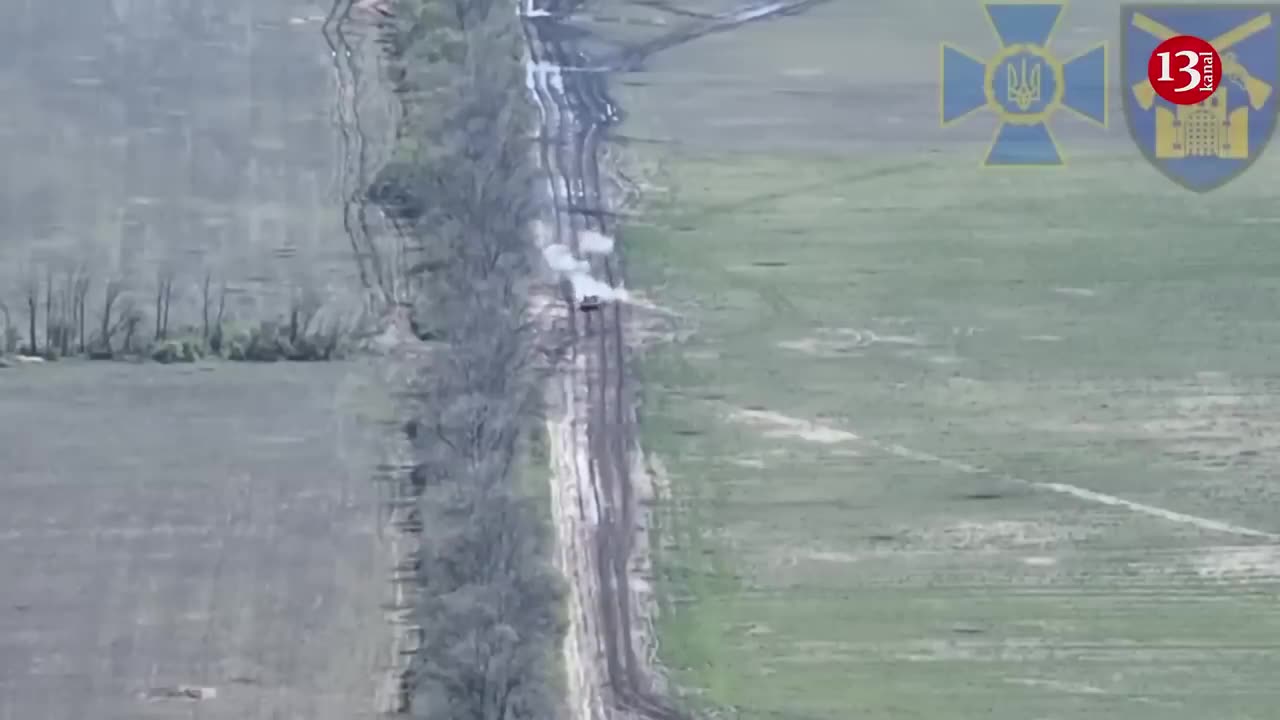 The Russian fast-moving combat vehicle could not avoid from kamikaze drone
