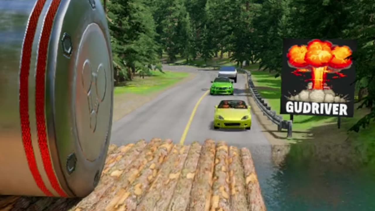 Cars vs Bollard on Bridge #beamng