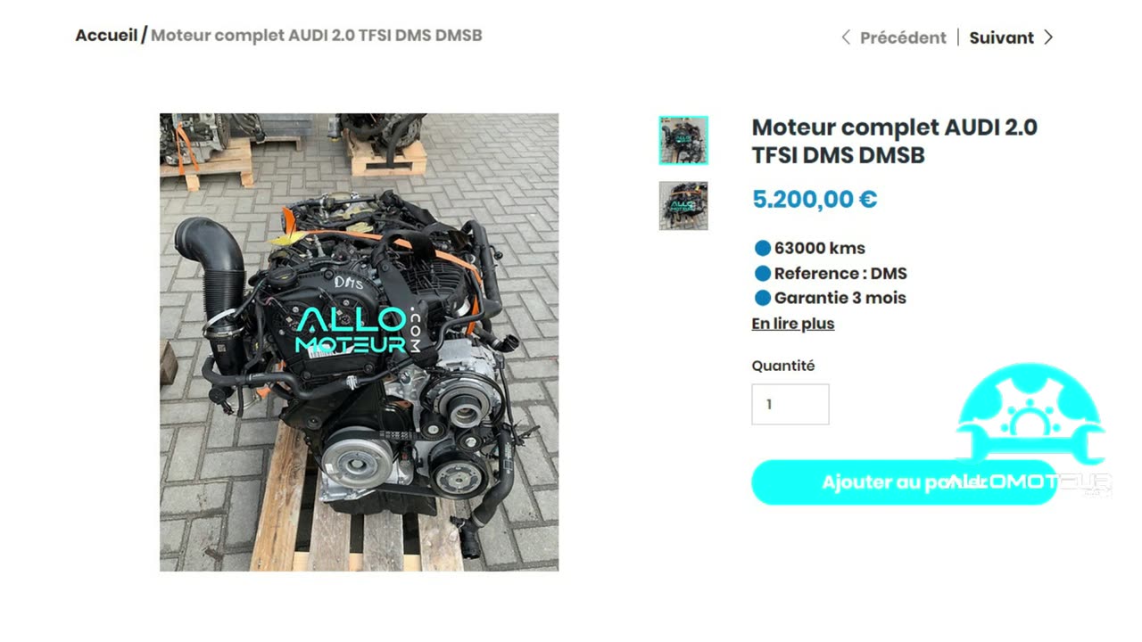 ALLOMOTEUR.COM - Moteur complet AUDI 2.0 TFSI DMS DMSB