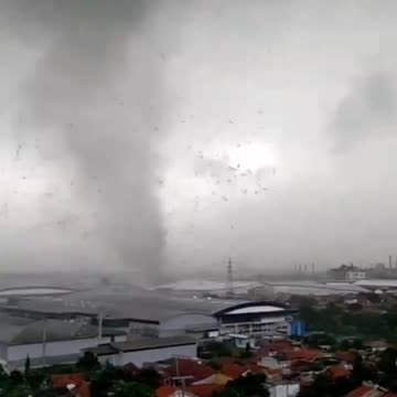 Strong Tornado Hits West Java, Indonesia