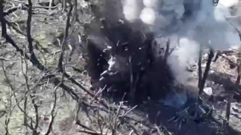 Ukrainian Sneaks Up and Throws Bomb into Russian Trench Hole
