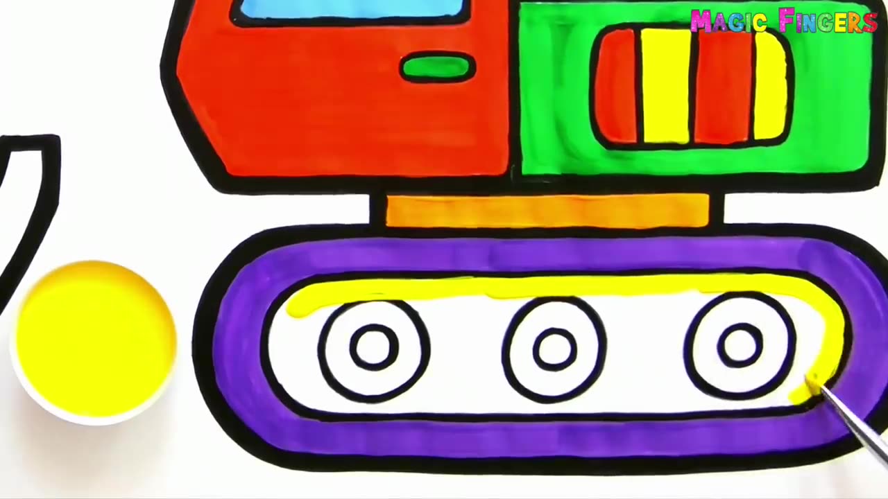 Learn How to Draw, Paint a Digger | Coloring, Drawing for Kids & Toddlers