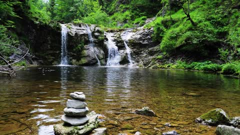 Waterfall for relaxing outdoor ambient sound. Help to distress.