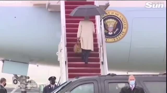 Biden Almost Slips From Stairs in “Rainy Weather ”