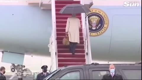 Biden Almost Slips From Stairs in “Rainy Weather ”