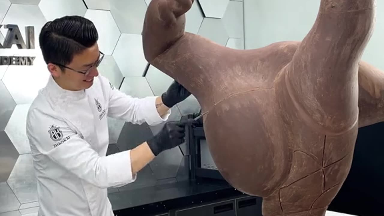 Making a Kung Fu Panda statuette out of chocolate #shorts