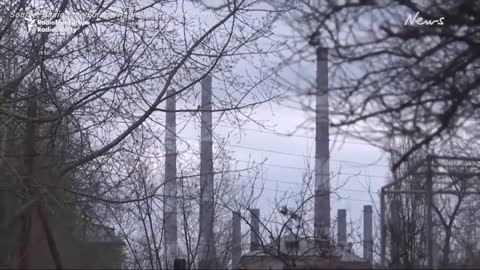 Black smoke rises from power plant hit by shelling in Ukraine's Luhansk region