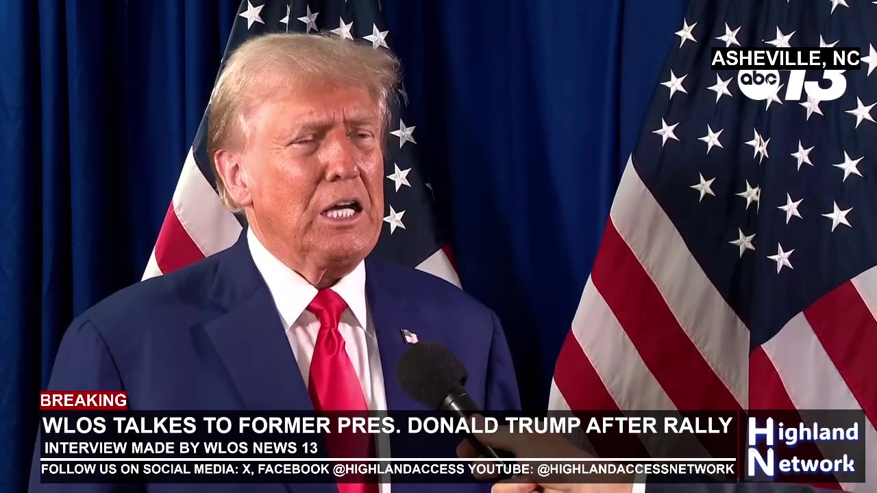 WLOS Talks To Former President Donald Trump After Asheville Rally | Highland Access Network