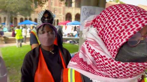 Anti-Israel students corner a journalist in the “Liberated Zone” at UCLA