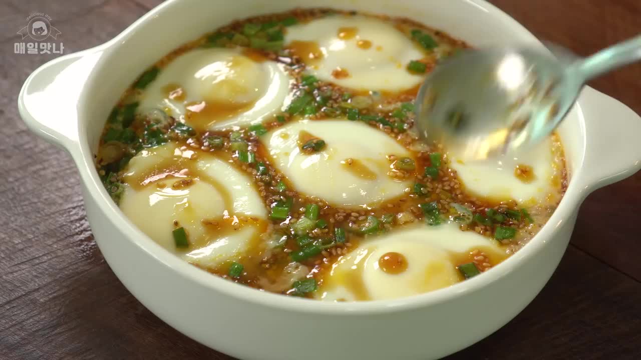 쉽고 맛있는 최고의 계란요리 __ 양념 수란찜 __ 간장계란 __ Steamed Poached Egg __ Easy Egg Recipe