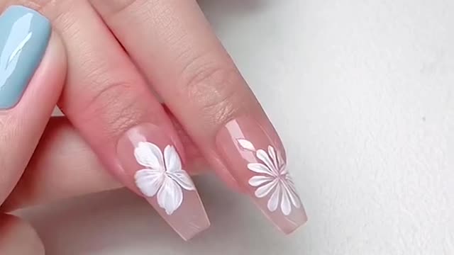 White petals manicure