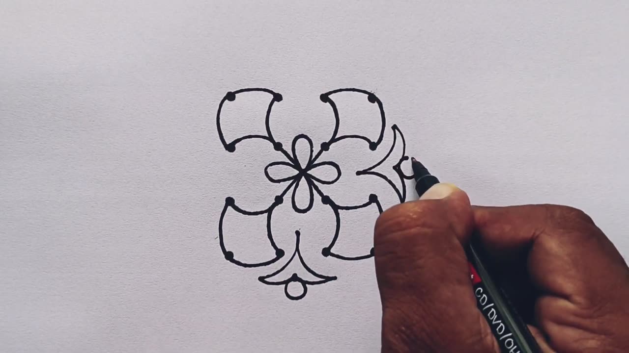 How to draw Beautiful drawing from 4×4 dots | Kolam | Mugg ulu Rangoli