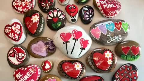 80+ new heart shape stone painting ideas unique stone art