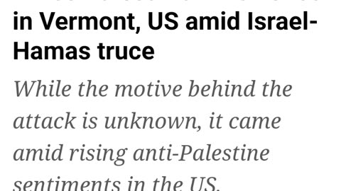 (Prophecy in Short) Three Palestinian men shot in Vermont, US amid Israel-Hamas truce