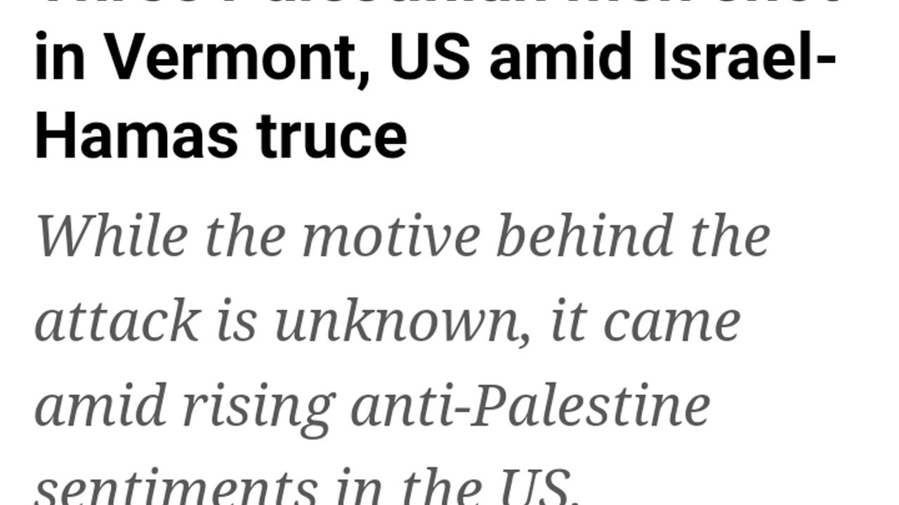 (Prophecy in Short) Three Palestinian men shot in Vermont, US amid Israel-Hamas truce