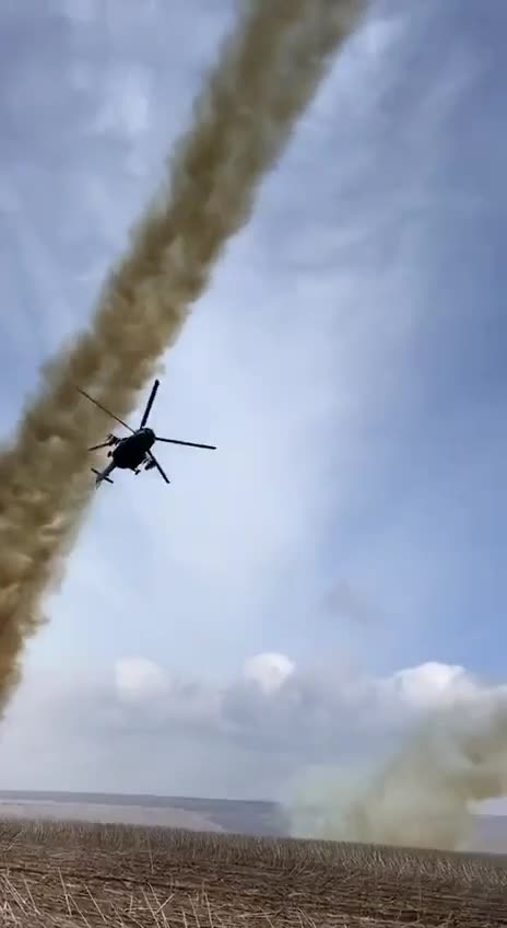 Ukrainian Helicopters Launching Rockets Directly Above