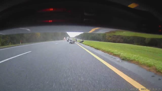 Rider Forgets to Use Rear Brake in Rain