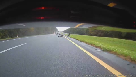 Rider Forgets to Use Rear Brake in Rain