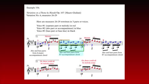 Video #76: Variations on a Theme by Handel (Mauro Giuliani), m26-29, three voices, two versions