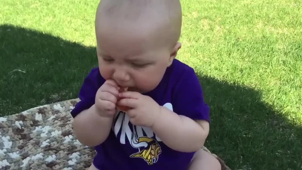 Try Not To Laugh : Baby Eating Fruit For The First Time | Funny baby video-7