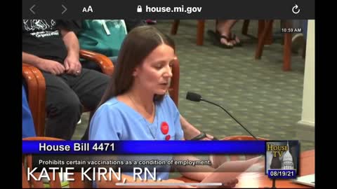 Katie Kirn, RN testimony on Michigan HB 4471 8/19/21