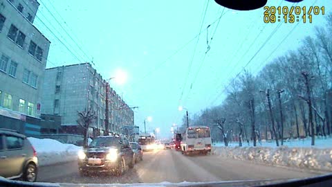 Guy Fails Trying to Jump in Front of a Bus