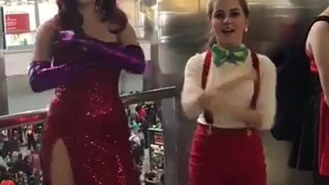 Two woman dancing skibidi