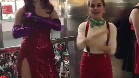 Two woman dancing skibidi